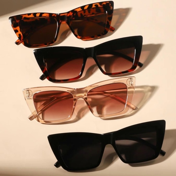 Rennes Cat Eye Sunglasses / 4 pairs / Brown, Tortoise, Black, Ivory / NEW - Picture 1 of 8